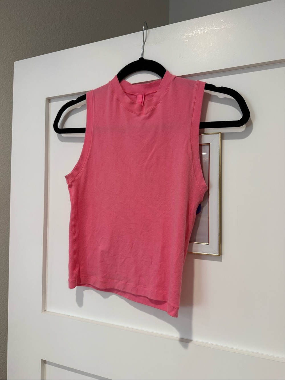 Skims Cotton Jersey Mock Neck Tank Top in Sugar Pink